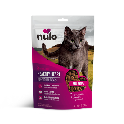 Nulo Healthy Heart Beef Recipe Functional Crunchy Cat Treats, 4-oz Bag