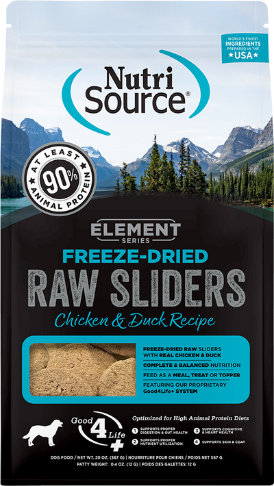 Nutrisource Element Series Raw Sliders Chicken & Duck Recipe 20-oz, Freeze-Dried Dog Food