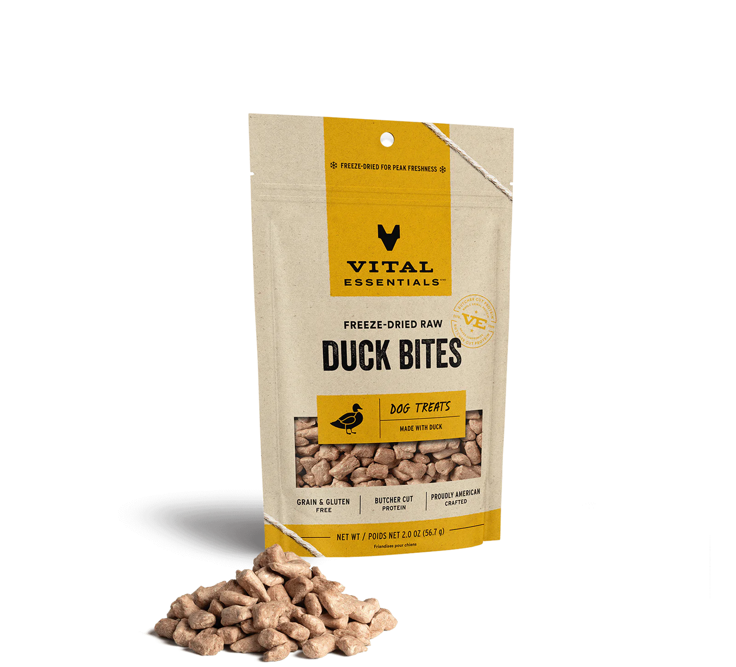 Vital Essentials Freeze-Dried Raw Duck Bites 2-oz, Dog Treat