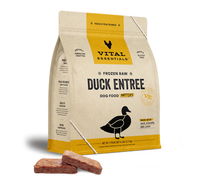 Vital Essentials Duck Patties Frozen Raw Dog Food, 6-lb Bag