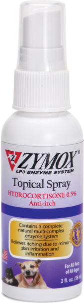 Zymox Topical Spray With 0.5% Hydrocortisone For Pets, 2-oz