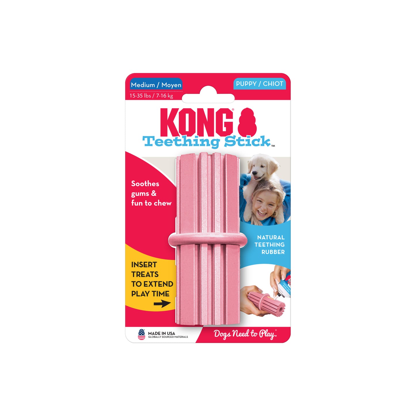 Kong Medium Puppy Teething Stick, Assorted Colors, Dog Toy