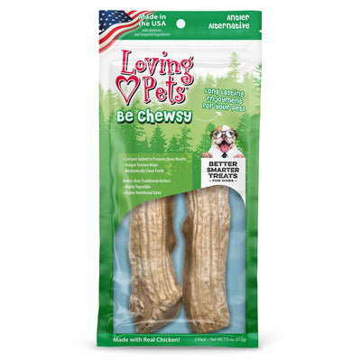 Loving Pets Be Chewsy Antler Alternative Chews 2-Pack, Dog Chew