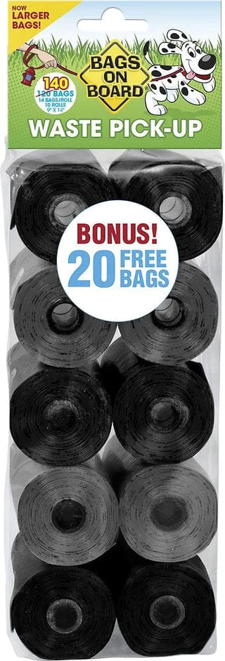 Bags On Board Neutral Black & Grey 140-Count, Pet Waste Bags