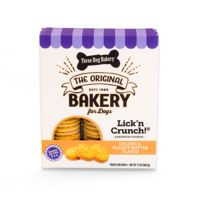 Three Dog Bakery Lick’n Crunch!® Golden & Peanut Butter Flavor 13-oz, Dog Treat