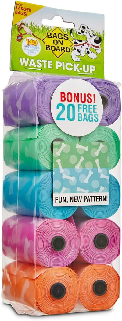 Bags On Board Fashion Print 140-Count, Pet Waste Bags