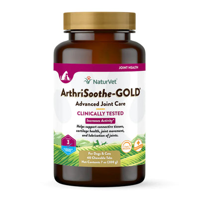 NaturVet Arthrisoothe-Gold Level 3 Chewable Tablets 40-Count, Dog Supplement