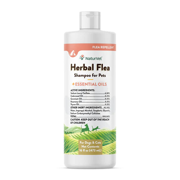 NaturVet Herbal Flea Shampoo 16-oz For Dogs & Cats