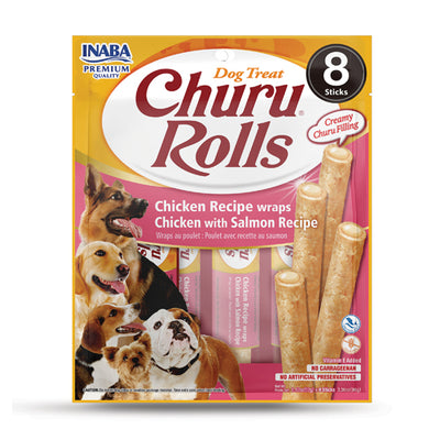 Inaba Churu Rolls Chicken With Salmon 3.36-oz, 8-Pack Dog Treat
