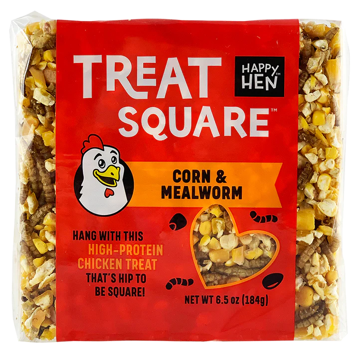 Happy Hen Treats Treat Square Corn & Mealworm Recipe, Poultry Treat
