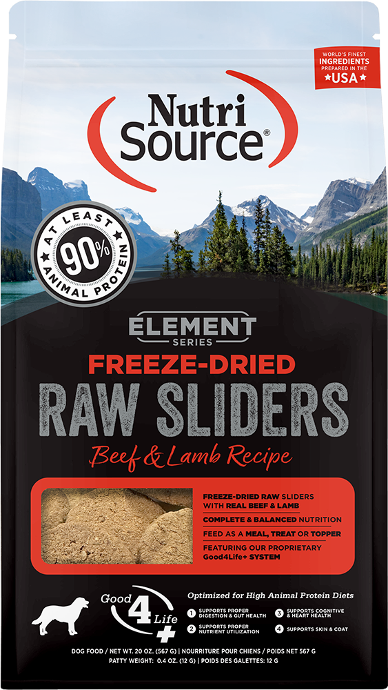Nutrisource Element Series Raw Sliders Beef & Lamb Recipe 20-oz, Freeze-Dried Dog Food