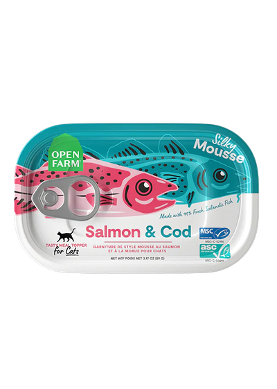 Open Farm Salmon & Cod 3.17-oz, Cat Meal Topper, Case Of 17