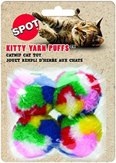 Spot Kitty Yarn Puffs With Catnip 4-Pack, Cat Toy