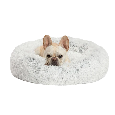 Best Friends By Sheri The Original Calming Donut Dog Bed in Shag Fur, Frost, 23-in x 23-in