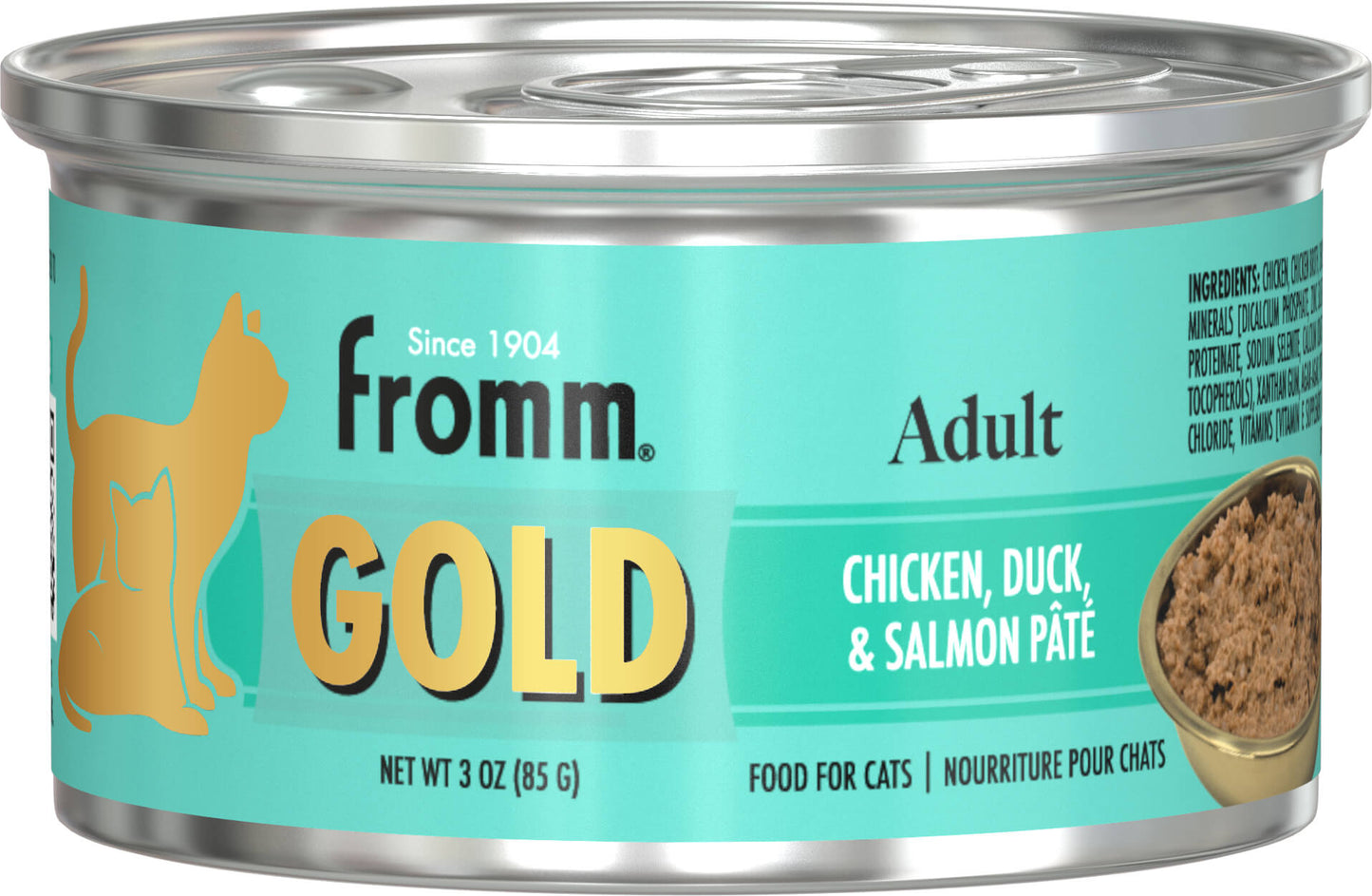 Fromm Adult Gold Chicken, Duck, & Salmon Pate, Wet Cat Food, 3-oz Case Of 12