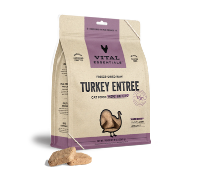 Vital Essentials Turkey Mini Patties, Freeze-Dried Cat Food, 8-oz Bag