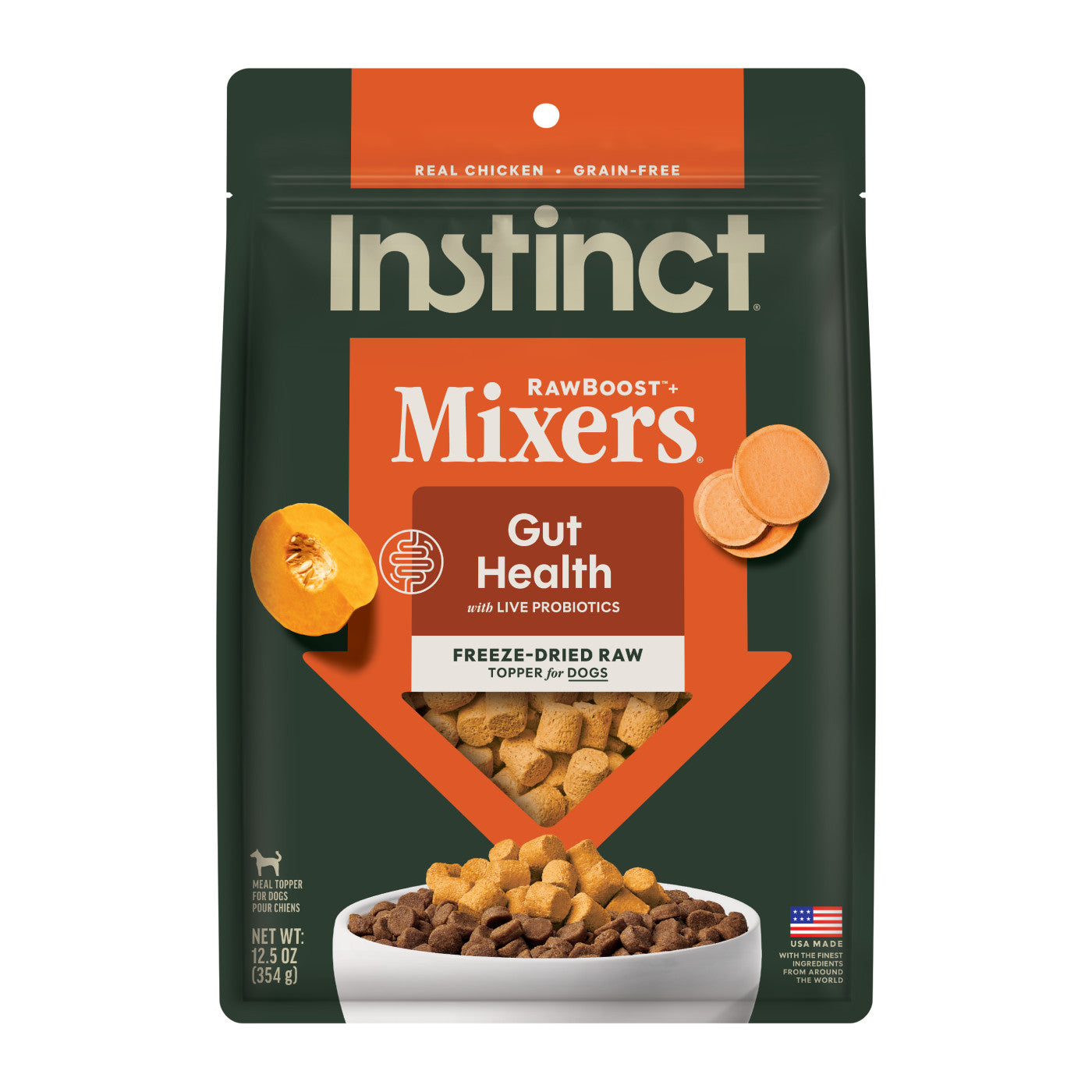 Instinct Raw Boost Mixers Gut Health Freeze-Dried Dog Food Topper, 5.5-oz Bag