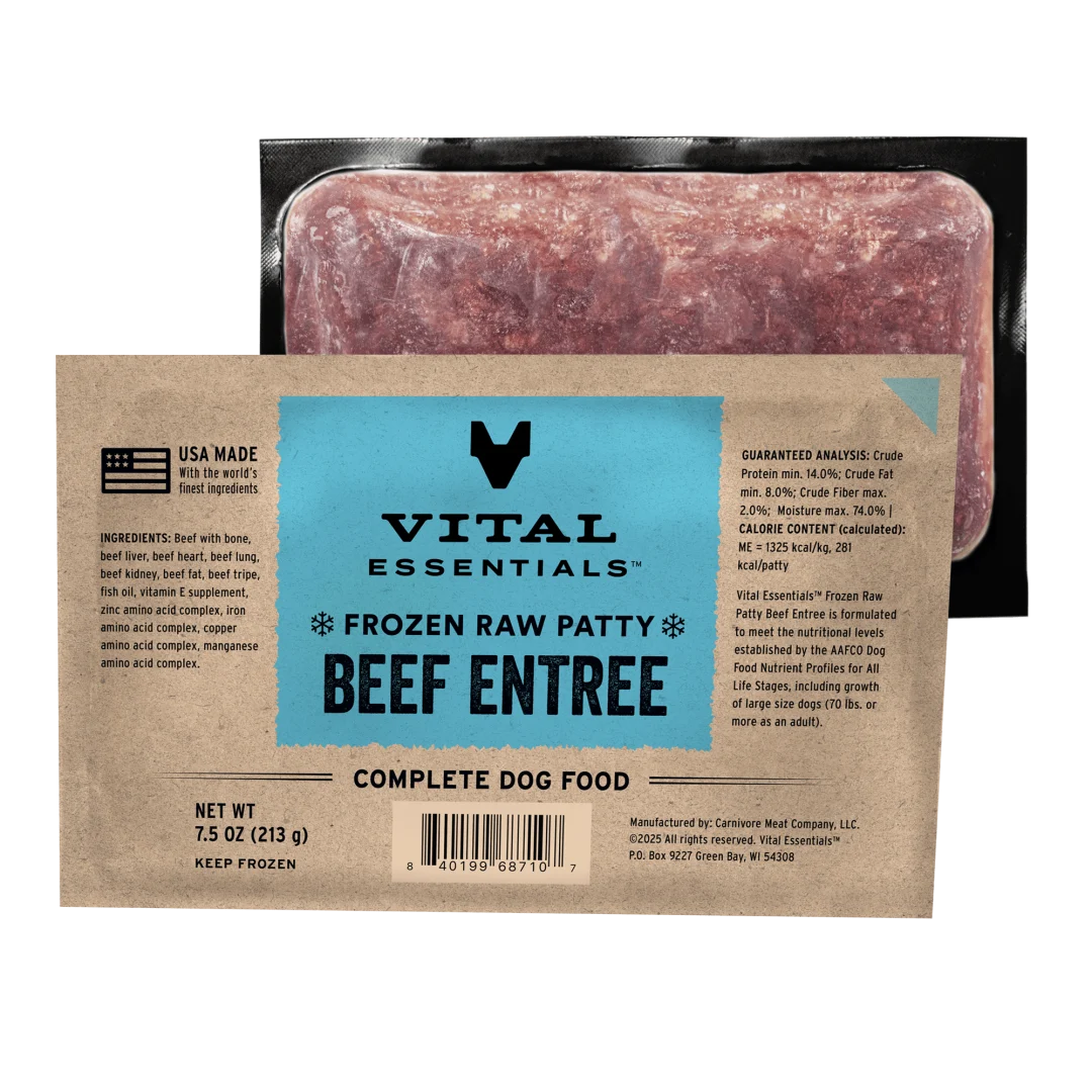 Vital Essentials Beef Patties Entree, Frozen-Raw Dog Food