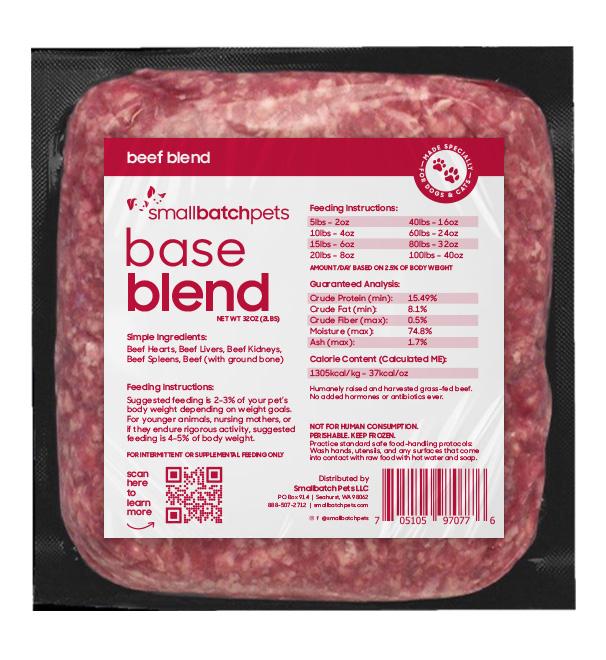 Smallbatch Beef Blend, Frozen Raw Pet Supplement, 2-lb