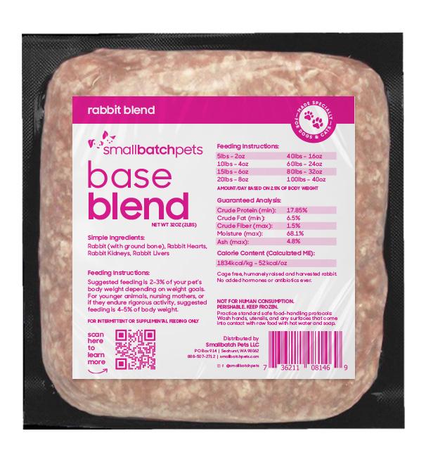 Smallbatch Rabbit Blend, Frozen Raw Pet Supplement, 2-lb
