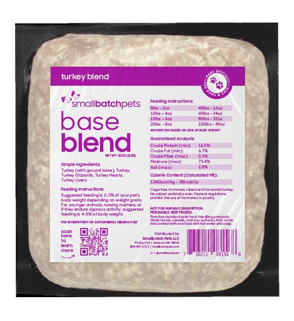 Smallbatch Turkey Blend, Frozen Raw Pet Supplement, 2-lb