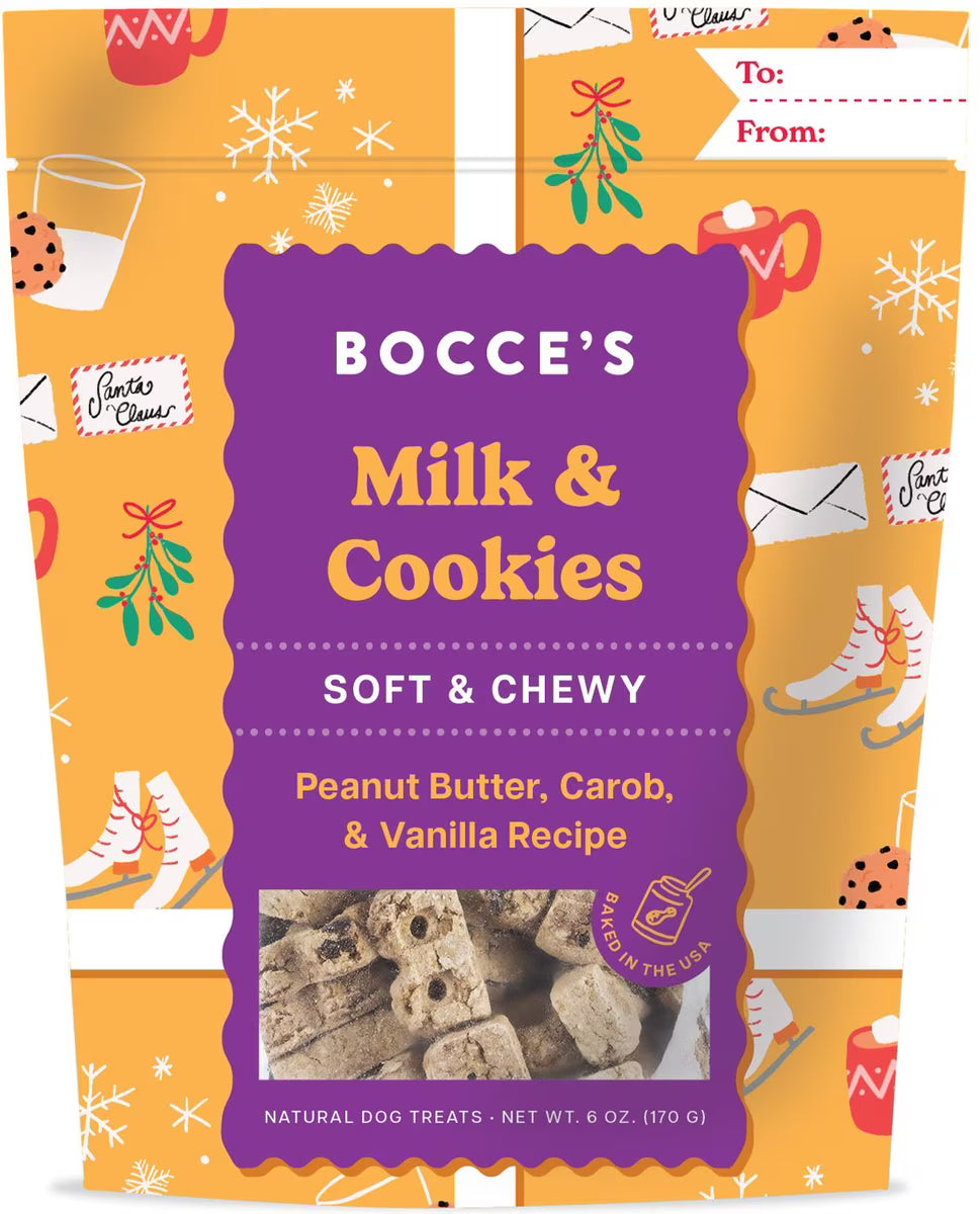 Bocce's Bakery Milk n Cookies Peanut Butter & Vanilla Dog Treats, 6-oz Bag