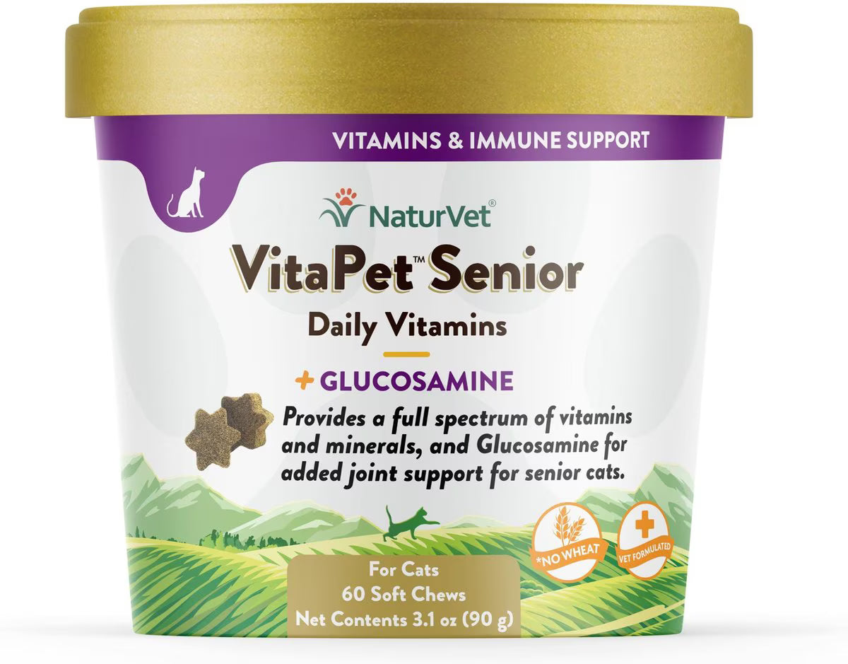 NaturVet VitaPet™ Senior Daily Vitamins Soft Chews 60-Count, Cat Supplement