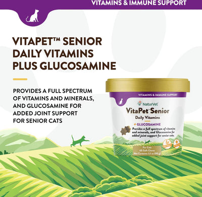 NaturVet VitaPet™ Senior Daily Vitamins Soft Chews 60-Count, Cat Supplement