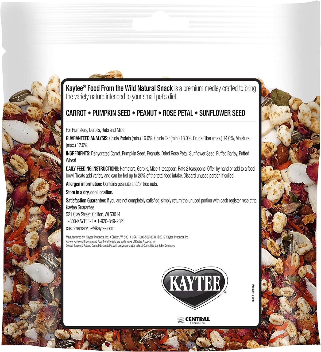 Kaytee Food For The Wild Treat Medley - Hamster / Gerbil Formula 2-oz, Small Animal Treat