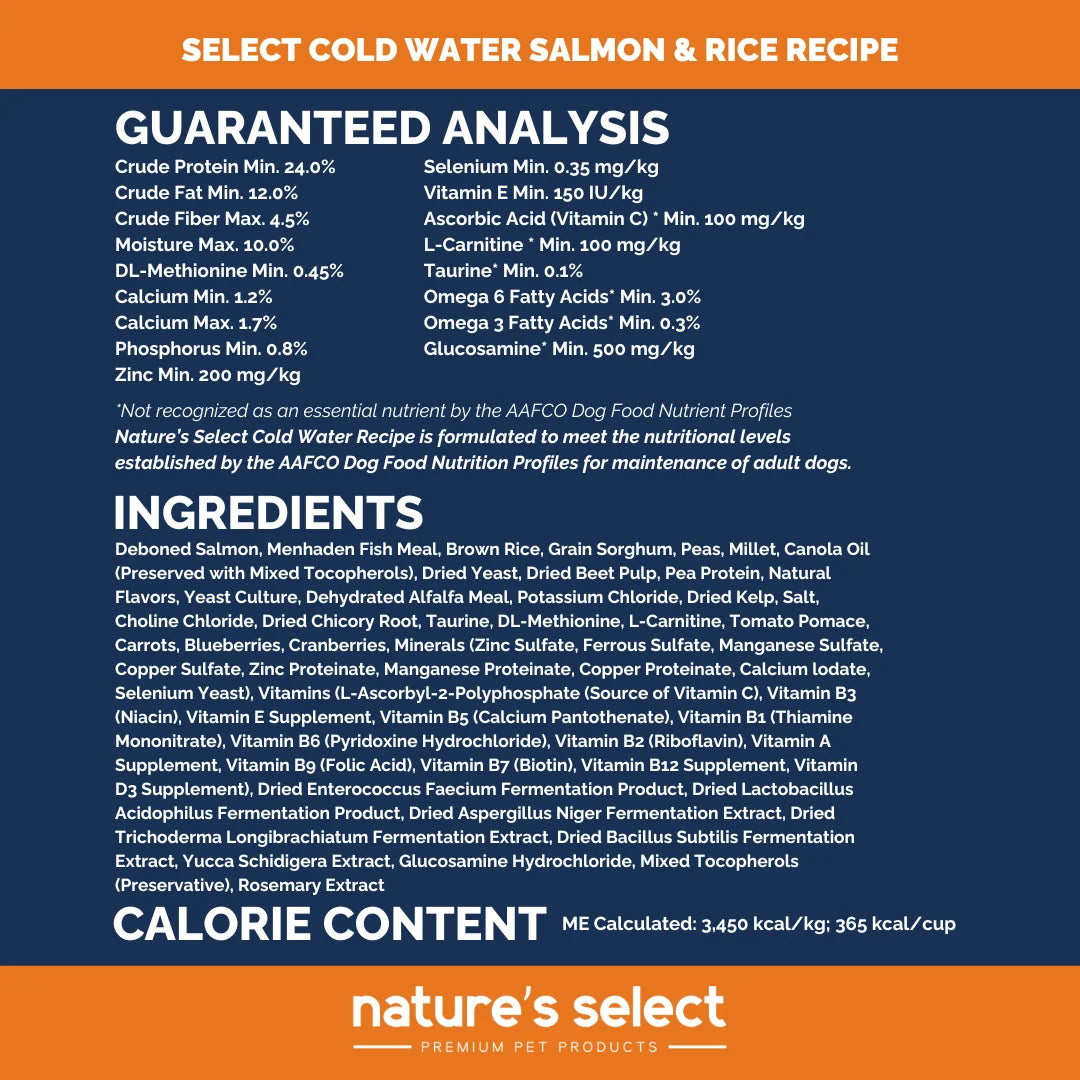 Nature's Select Cold Water Salmon & Rice Recipe, Dry Dog Food, 28-lb Bag