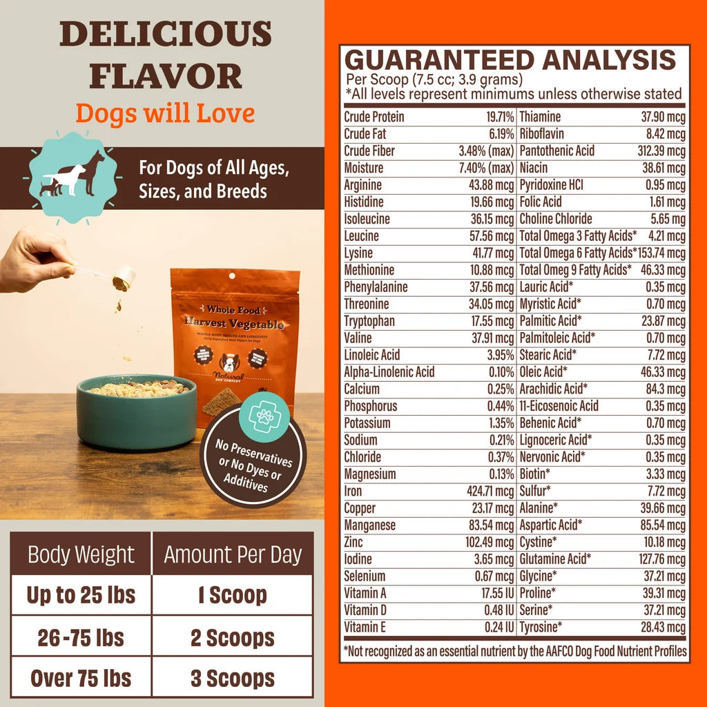 Natural Dog Company Whole Food Harvest Vegetable, Dog Food Supplement, 8.2-oz Pouch