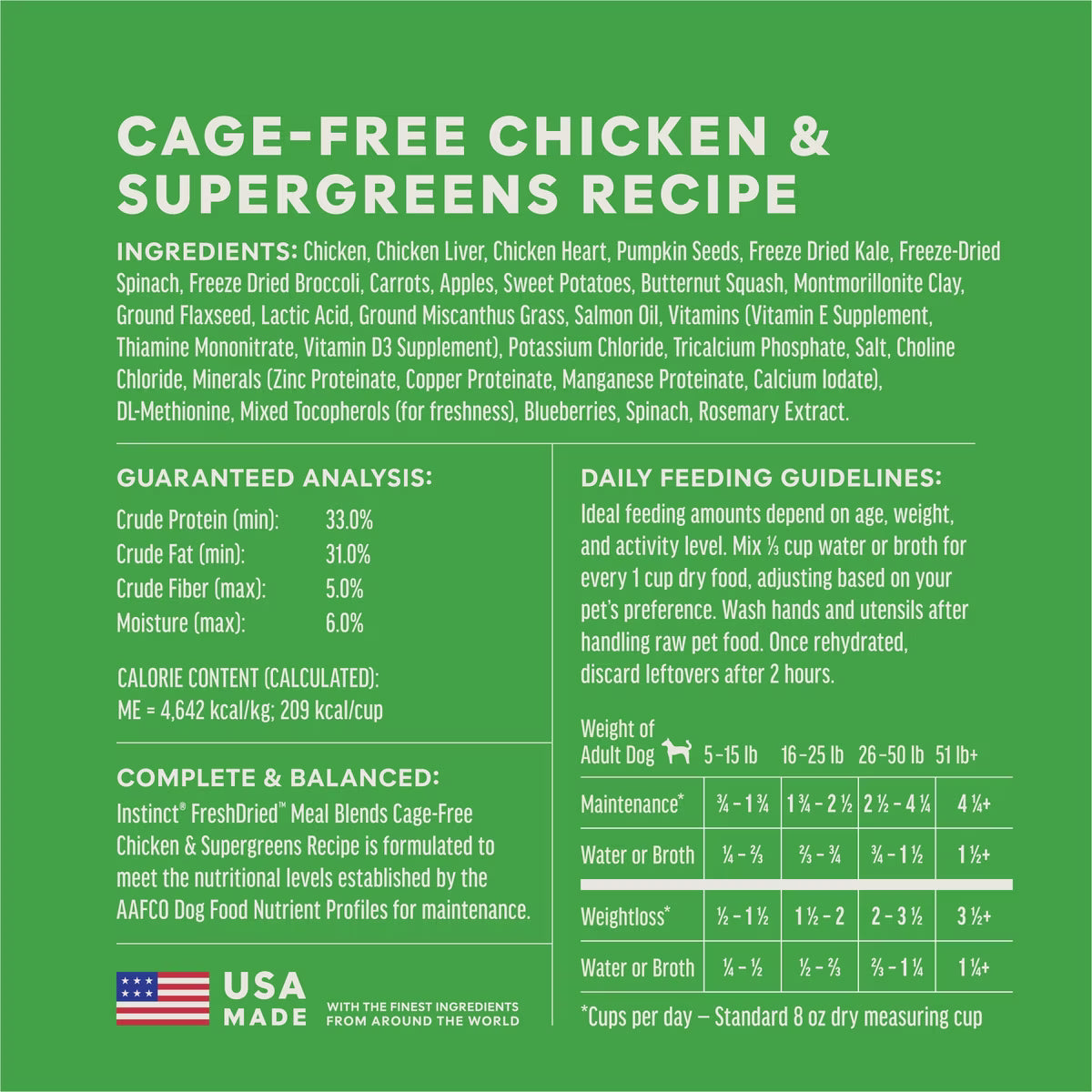 Instinct FreshDried Meal Blends Grain-Free Raw Chicken & SuperGreens Blend, Freeze-Dried Dog Food