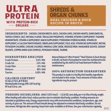 Natural Balance Ultra Protein Chicken & Duck Recipe in Broth, Wet Cat Food, 2.8-oz Case of 12