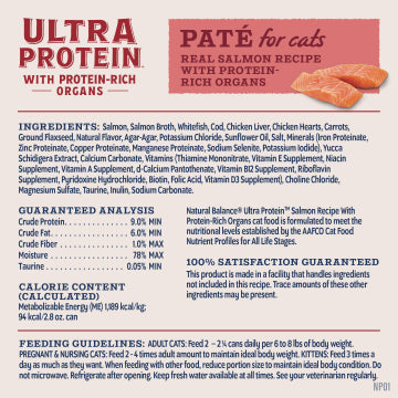 Natural Balance Ultra Protein Real Salmon with Protein-Rich Organs Pate Recipe, Wet Cat Food, 2.8-oz Case of 24