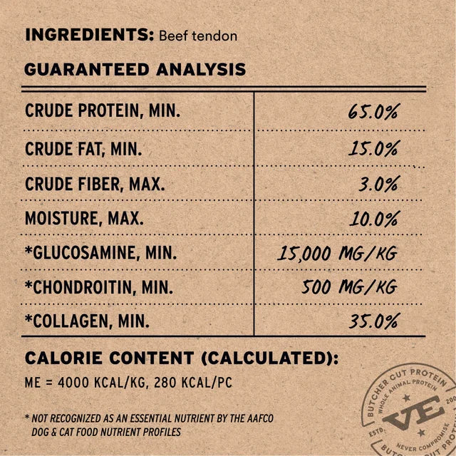 Vital Essentials Freeze-Dried Raw Beef Tendon, Dog Chews