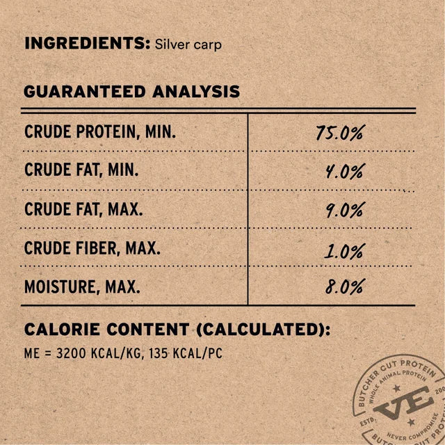 Vital Essentials Freeze-Dried Raw Bar Silver Carp Filet, Dog Chews