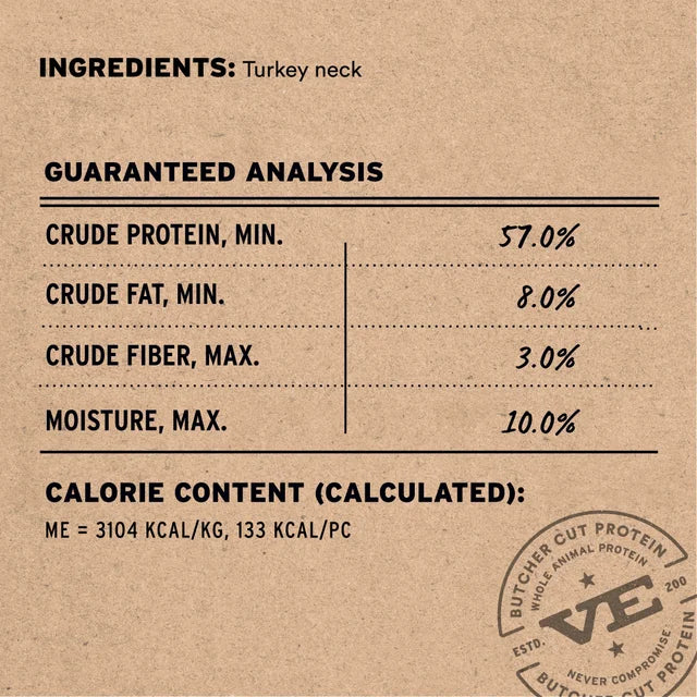 Vital Essentials Freeze-Dried Raw Bar Turkey Necks, Dog Chews