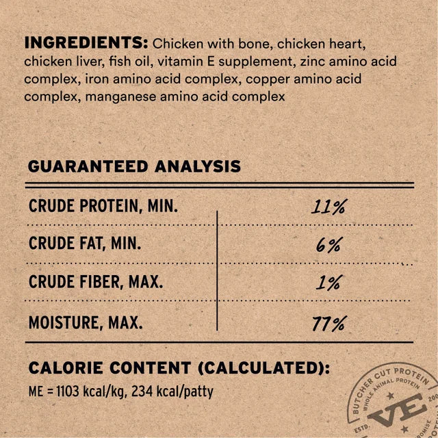 Vital Essentials Chicken Patties Entree, Frozen-Raw Dog Food