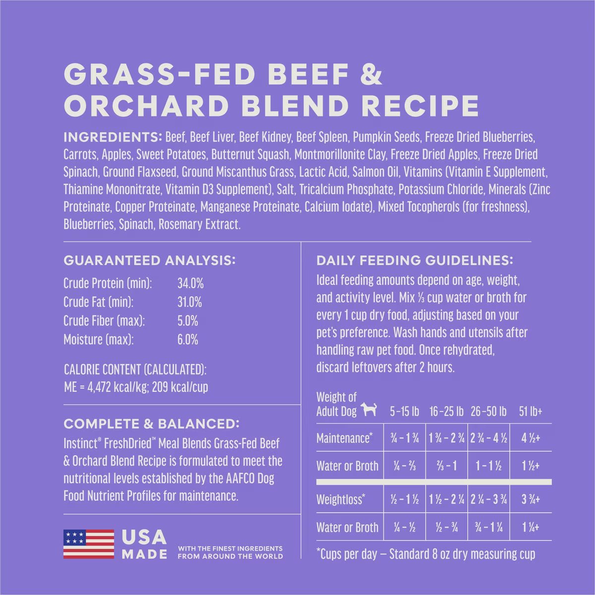Instinct FreshDried Meal Blends Grain-Free Raw Beef & Orchard Blend, Freeze-Dried Dog Food