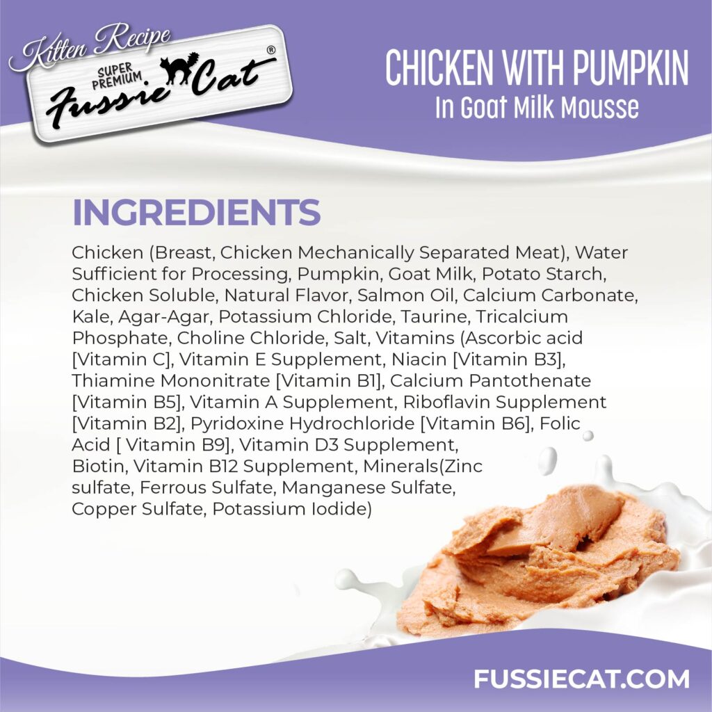 Fussie Cat Chicken with Pumpkin in Goat Milk Mousse Kitten 1.5-oz Pouch, Wet Cat Food, Case of 12