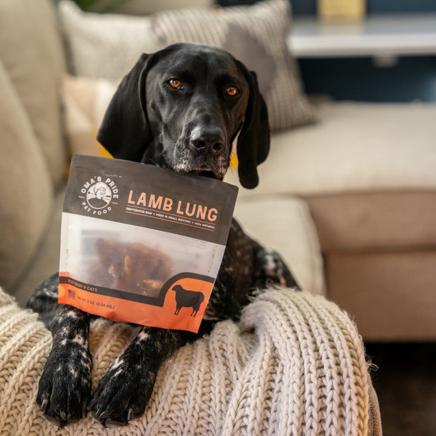 Oma's Pride Dehydrated Lamb Lung, Dog & Cat Treats, 8-oz Bag