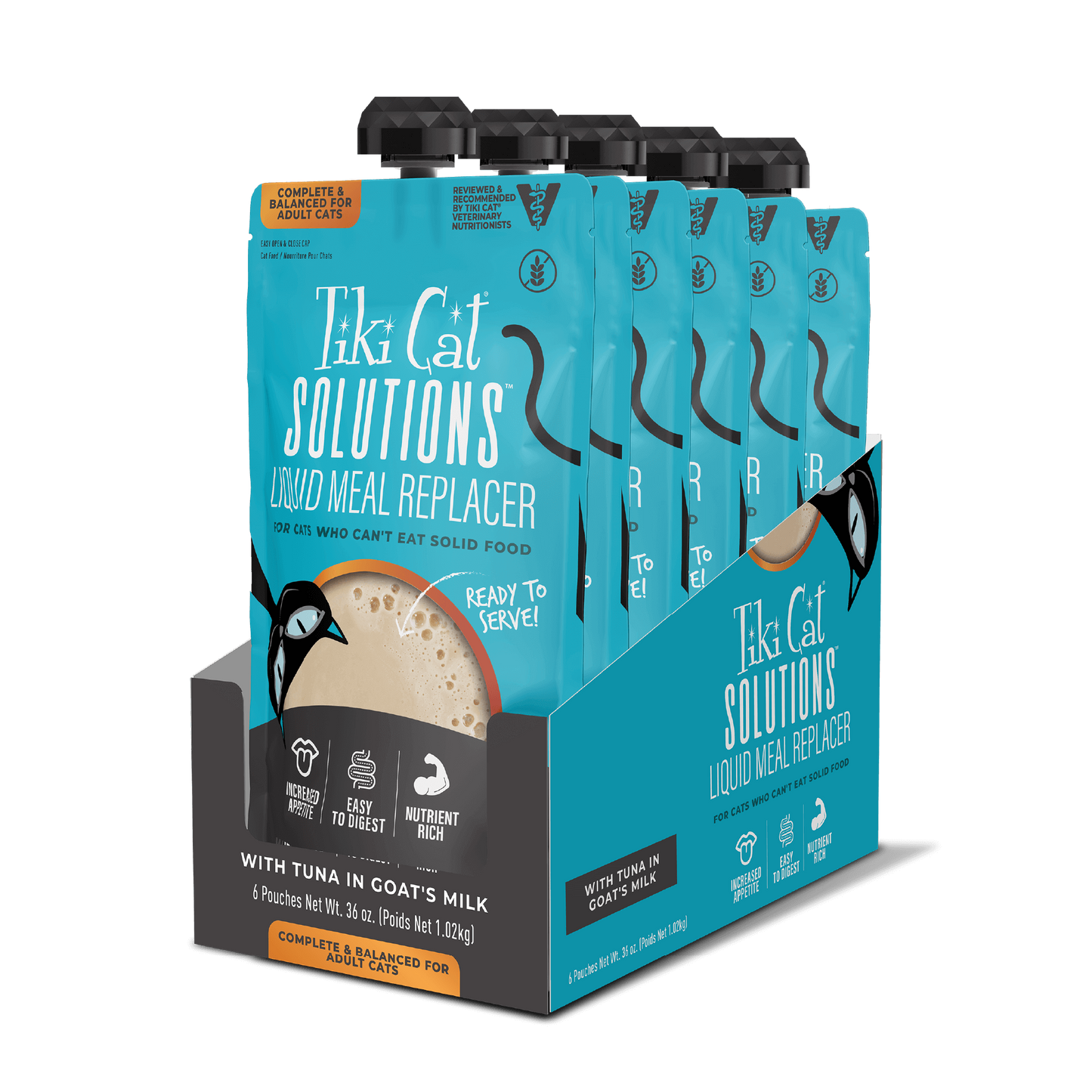Tiki Cat® Solutions™ Liquid Meal Replacer With Tuna in Goat’s Milk, 6-oz Pouch
