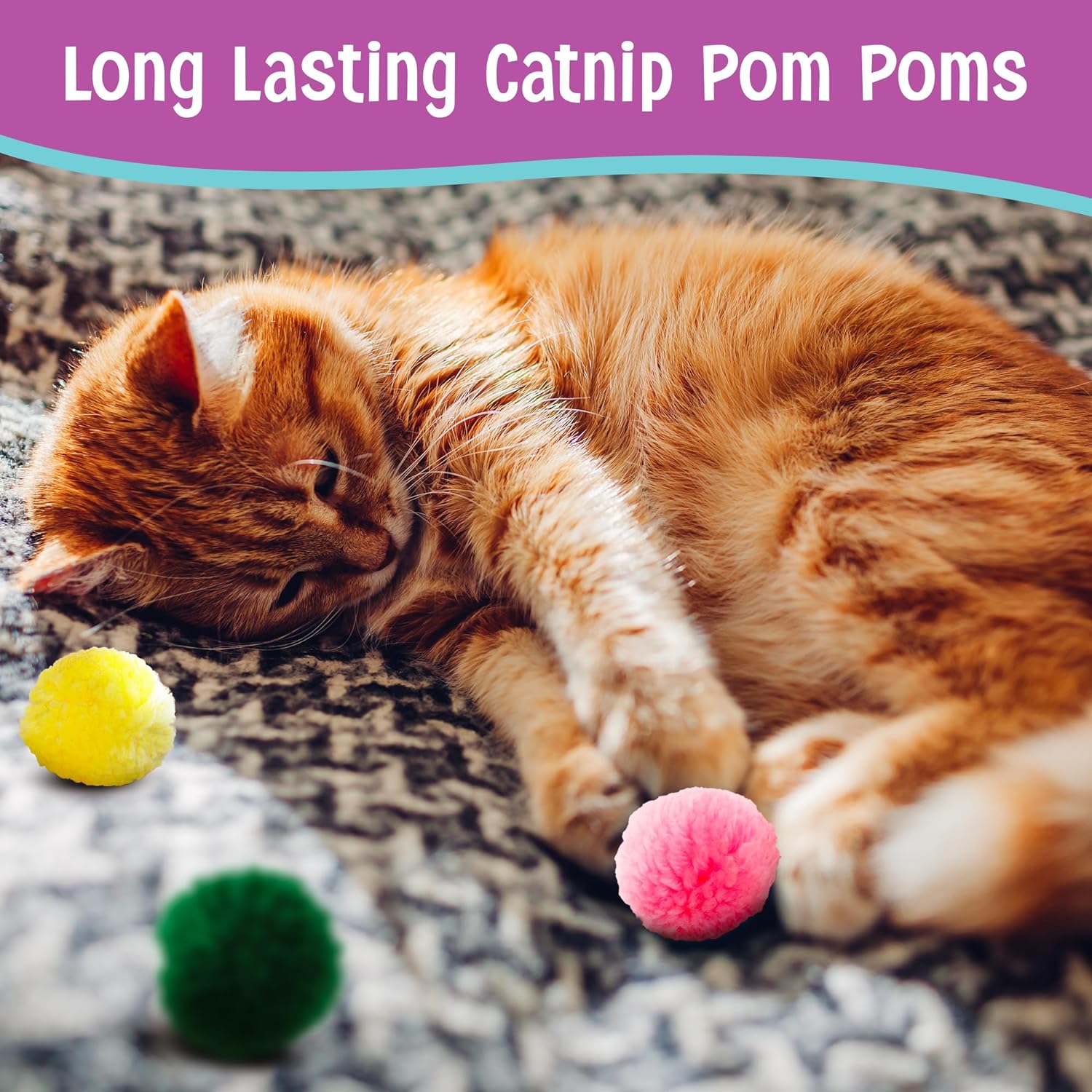 Spot Wool Pom Poms with Catnip Cat Toy Single