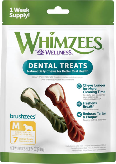 Whimzees Medium Brushzees 7.4-oz, 7-Count, Dog Treat