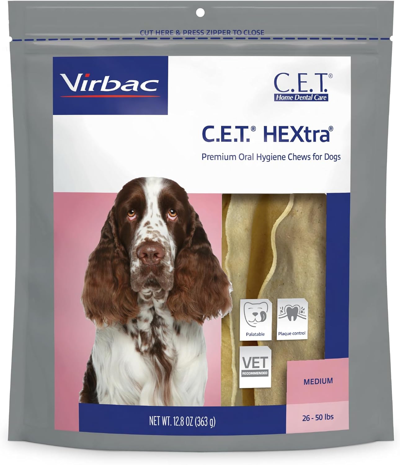 C.E.T. HEXtra Premium Chews Medium 30 Count for Dogs