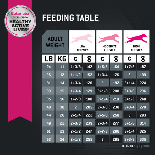 Adult dog feeding chart best sale