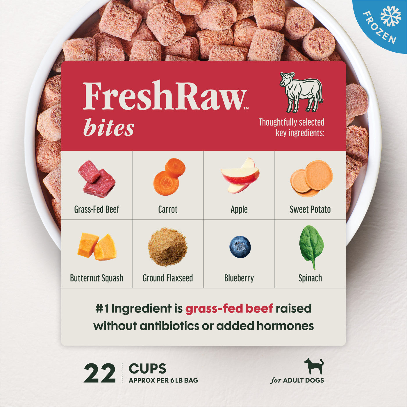 Instinct FreshRaw Bites Grass-Fed Beef Recipe, Frozen Raw Dog Food