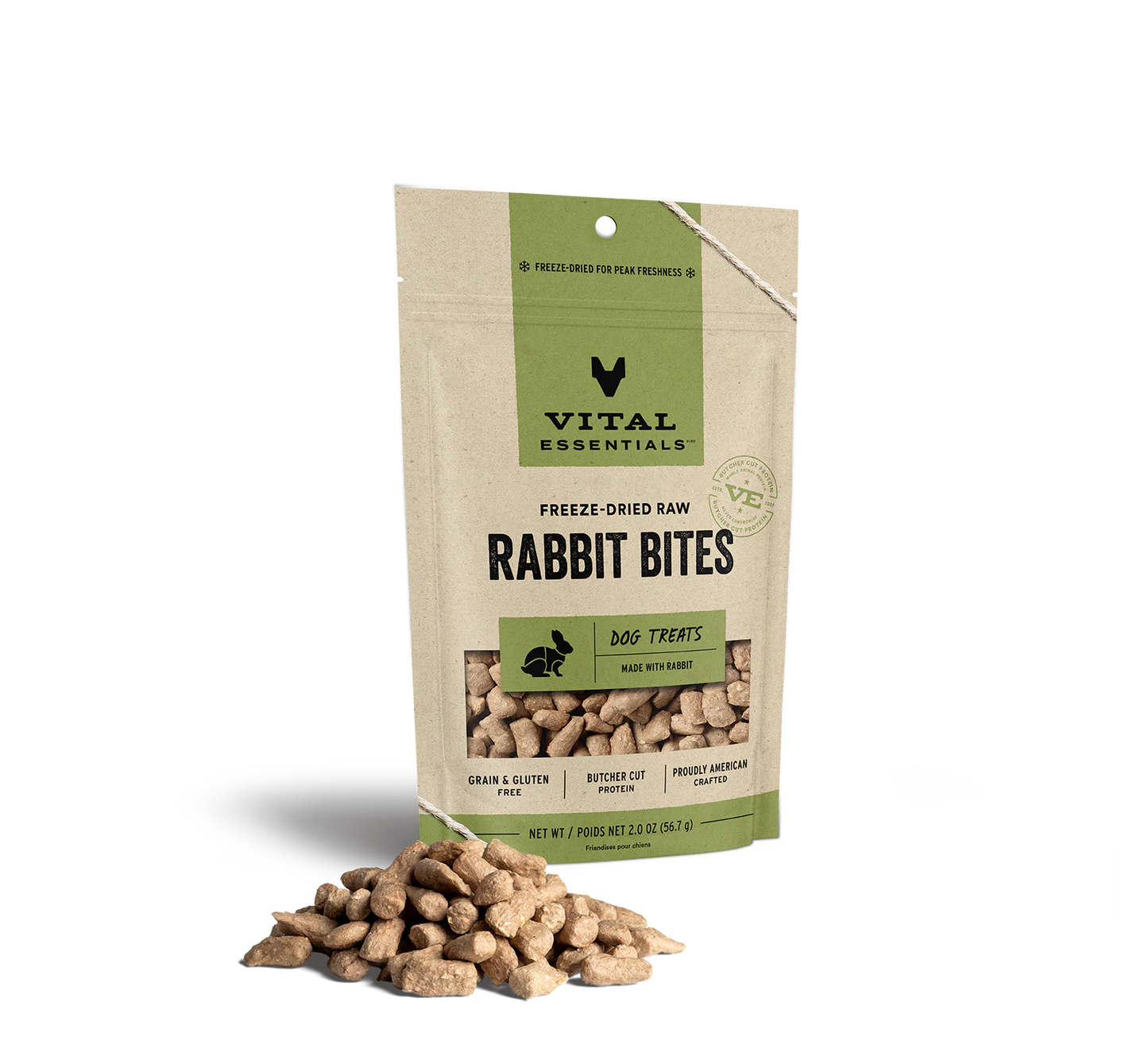 Vital Essentials Freeze-Dried Raw Rabbit Bites 2-oz, Dog Treat