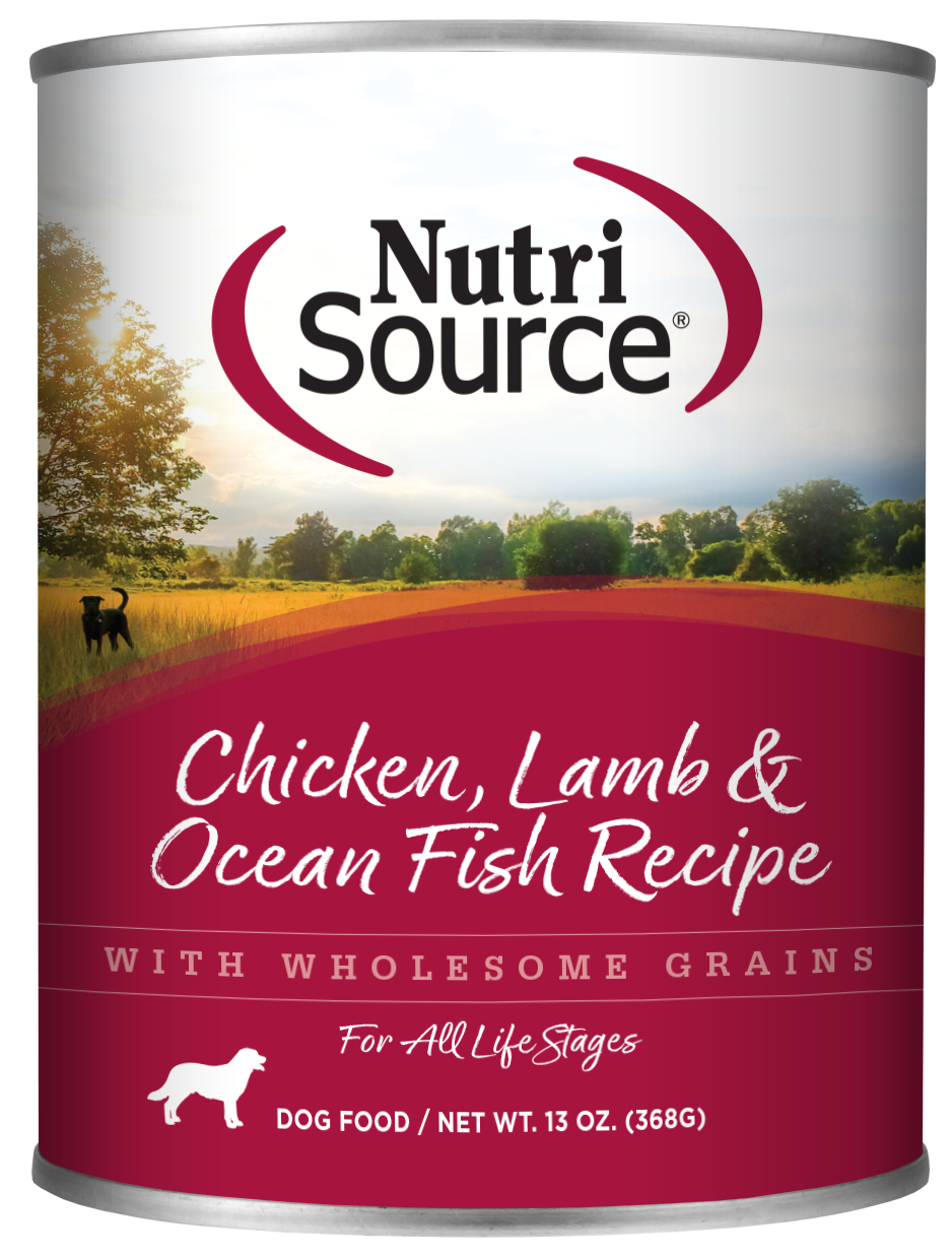 NutriSource® Chicken, Lamb & Ocean Fish Formula, Wet Dog Food, 13-oz Case of 12