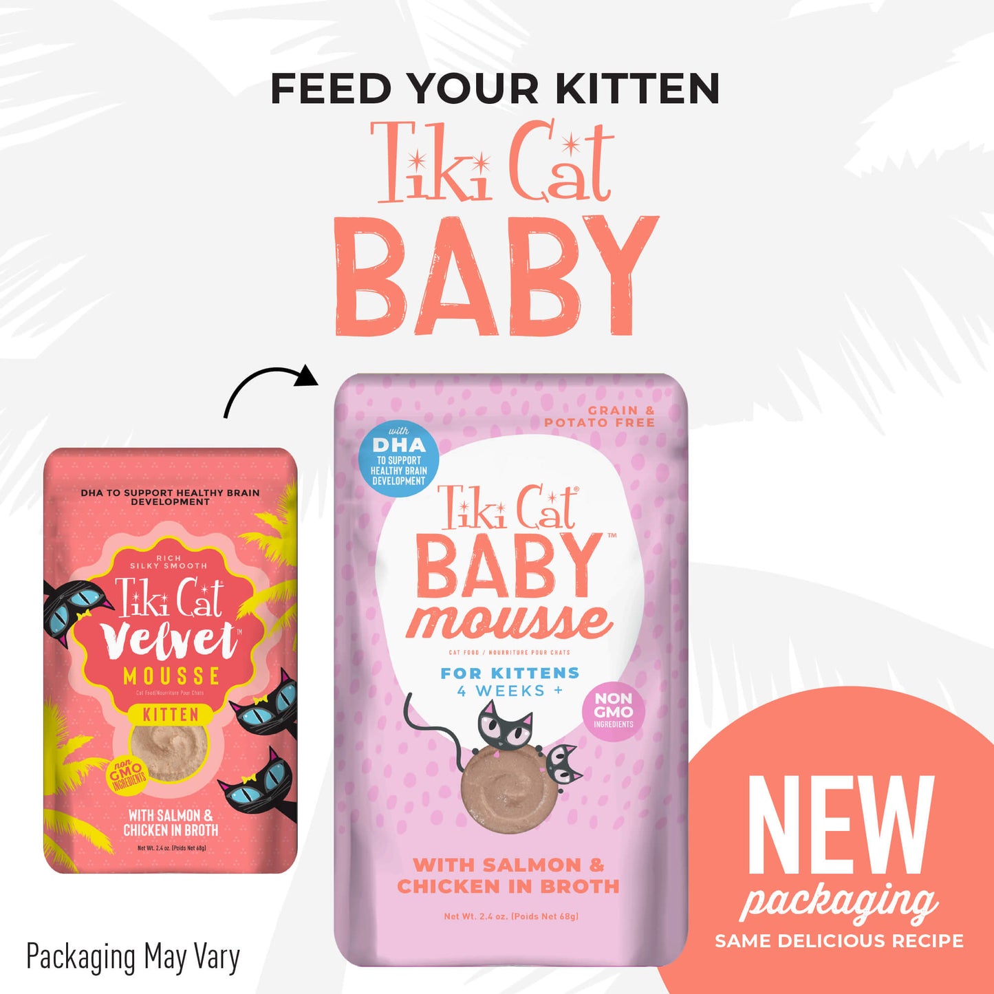 Tiki CatBaby Mousse Kitten, Salmon And Chicken In Broth Recipe 2.4-oz Pouch, Wet Cat Food